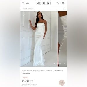 MESHKI WHITE STRAPLESS DRESS